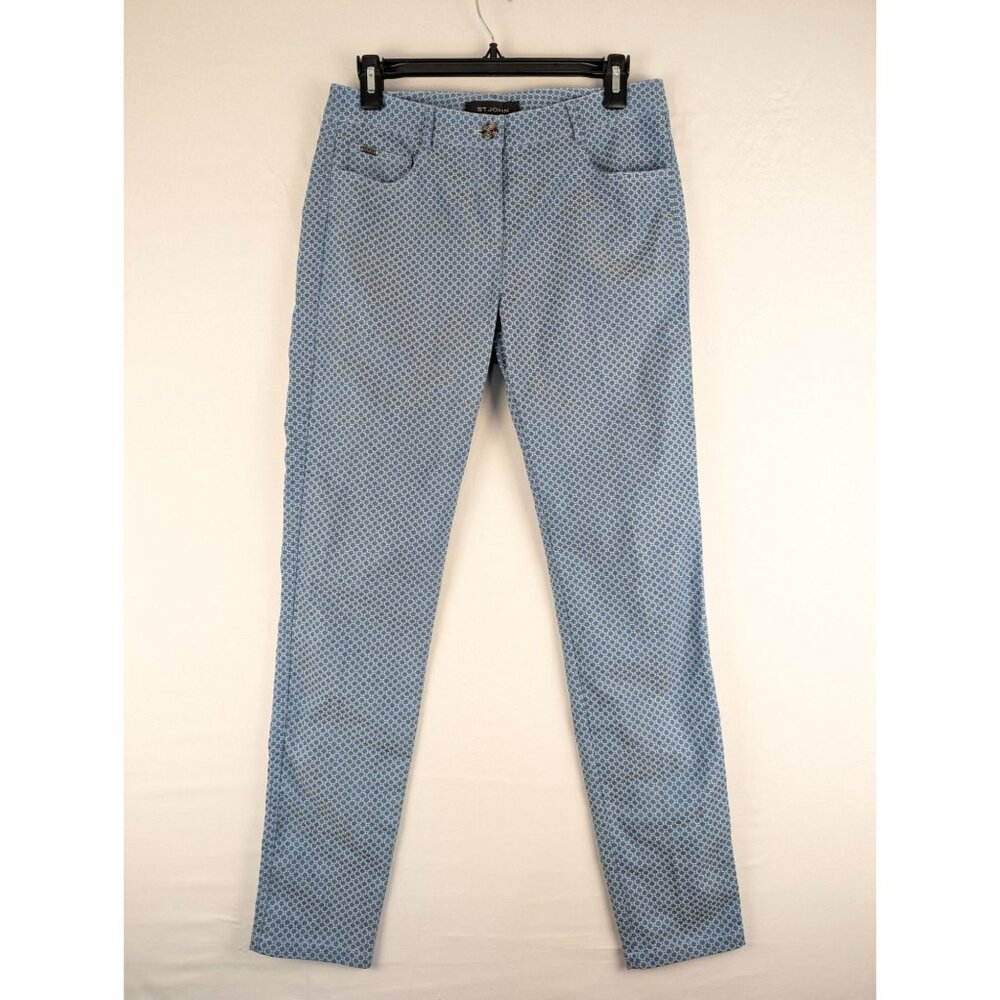 St. John‎ Pants Womens Size 4 Blue Jacquard Trousers